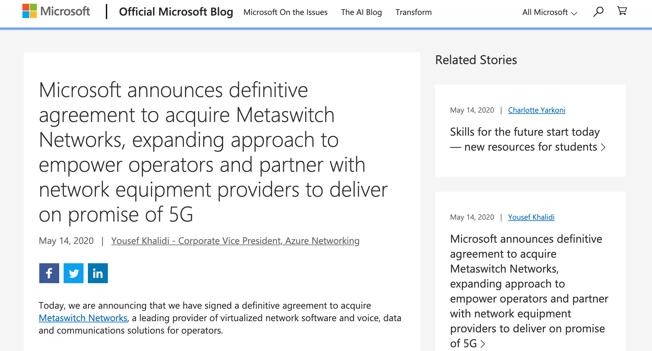 Microsoft　Metaswitch Networks