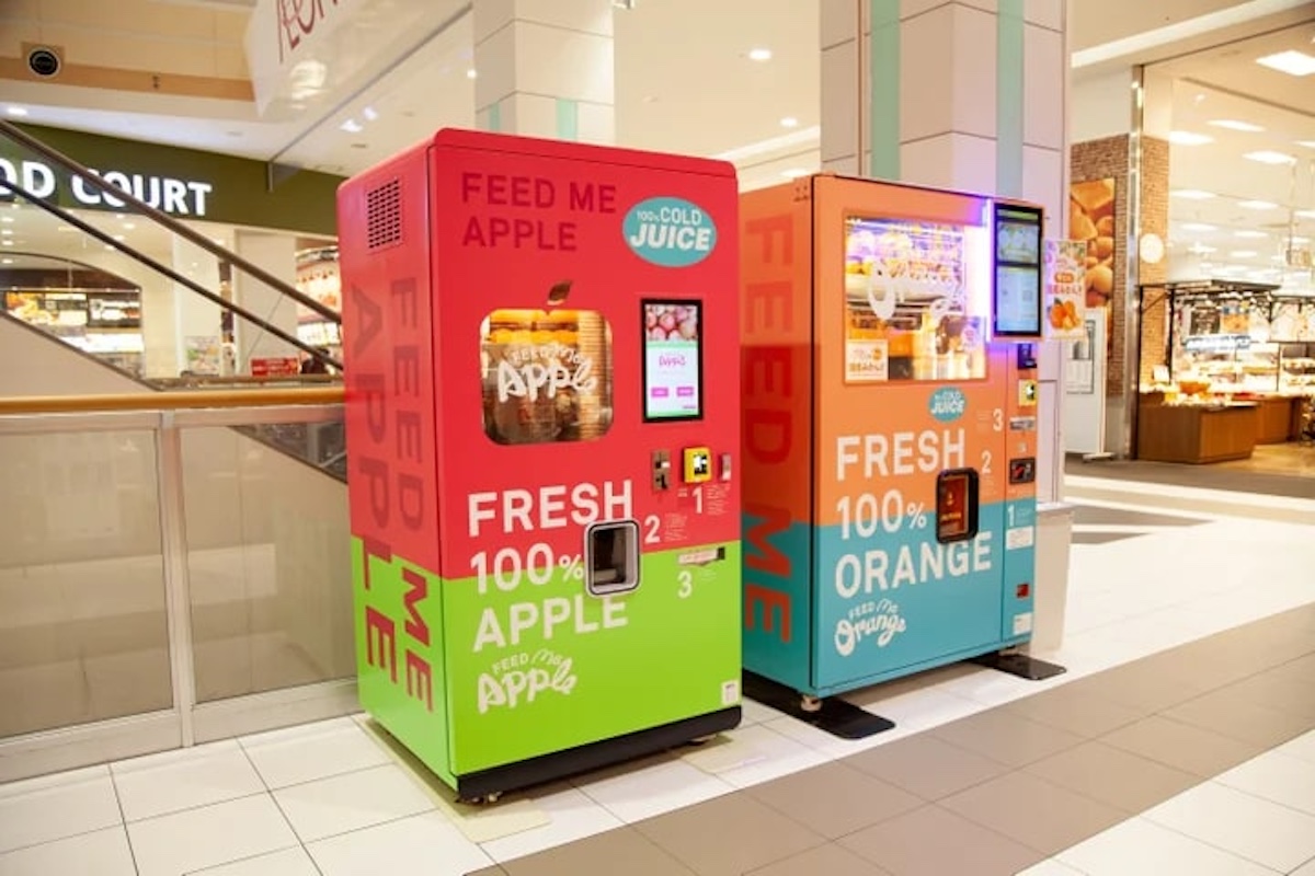 生搾りアップルジュース自動販売機「Feed ME Apple」が関東エリアに 