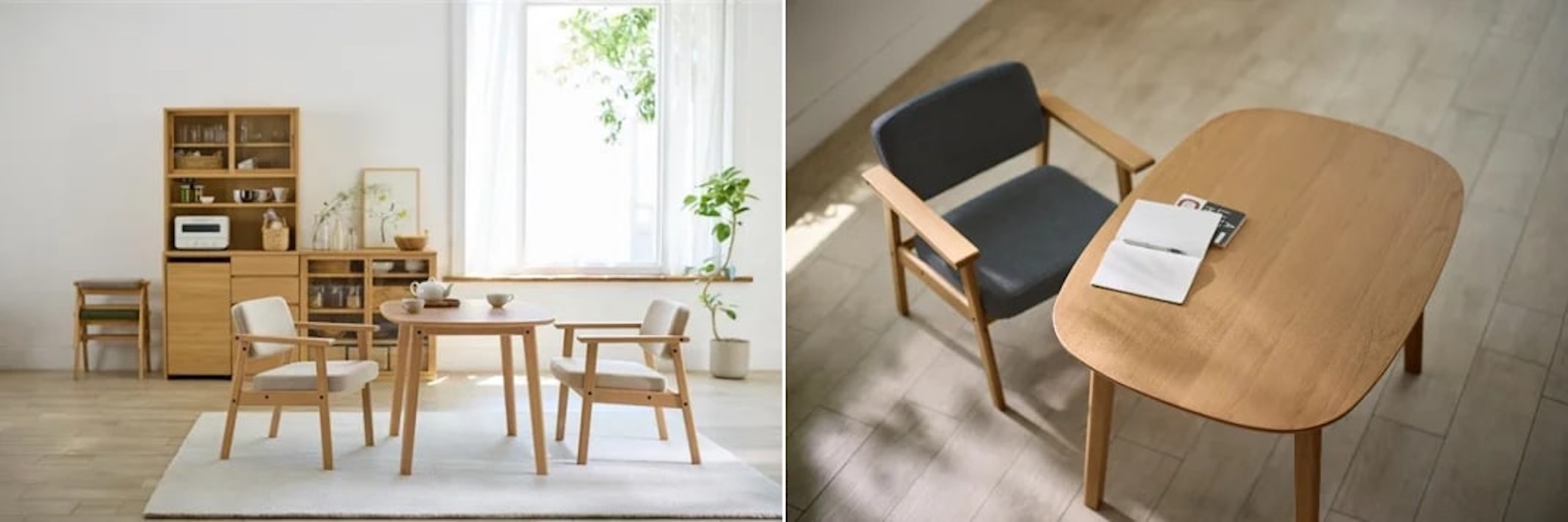 無印良品/MUJI 木製テーブル 120x70 ラバーウッド材 ダイニング 無印