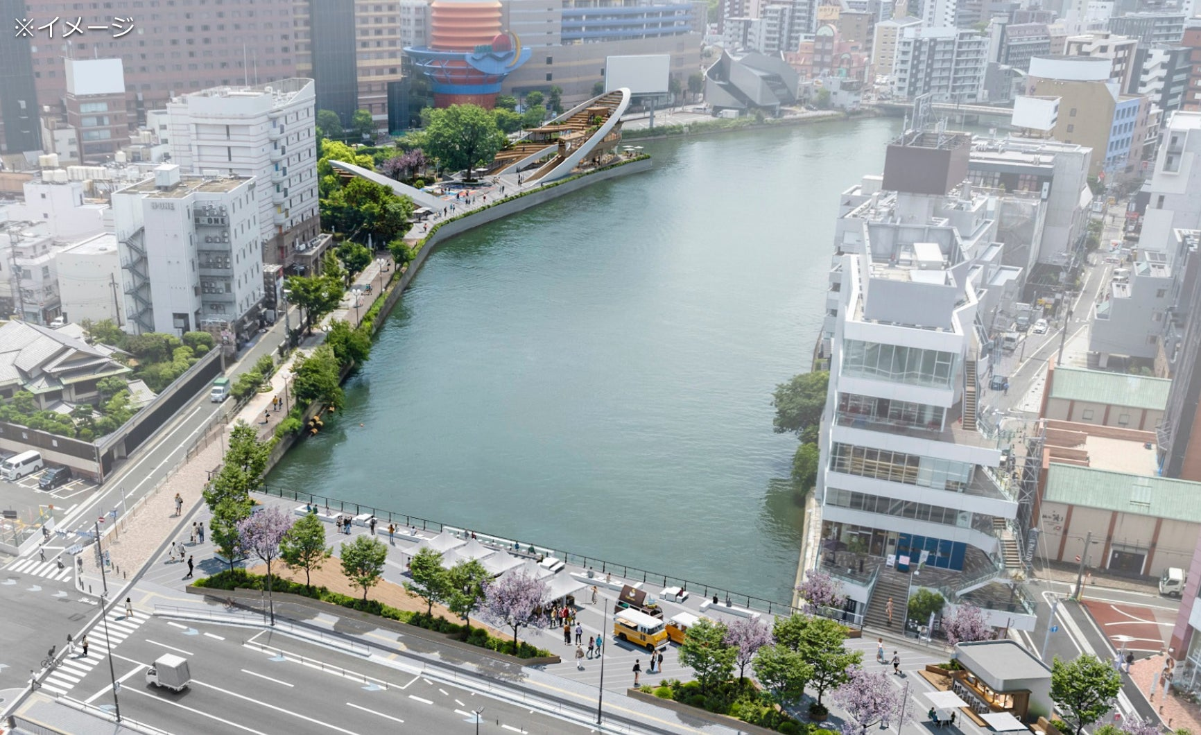 福冈清流公园北侧步道及桥头广场开放